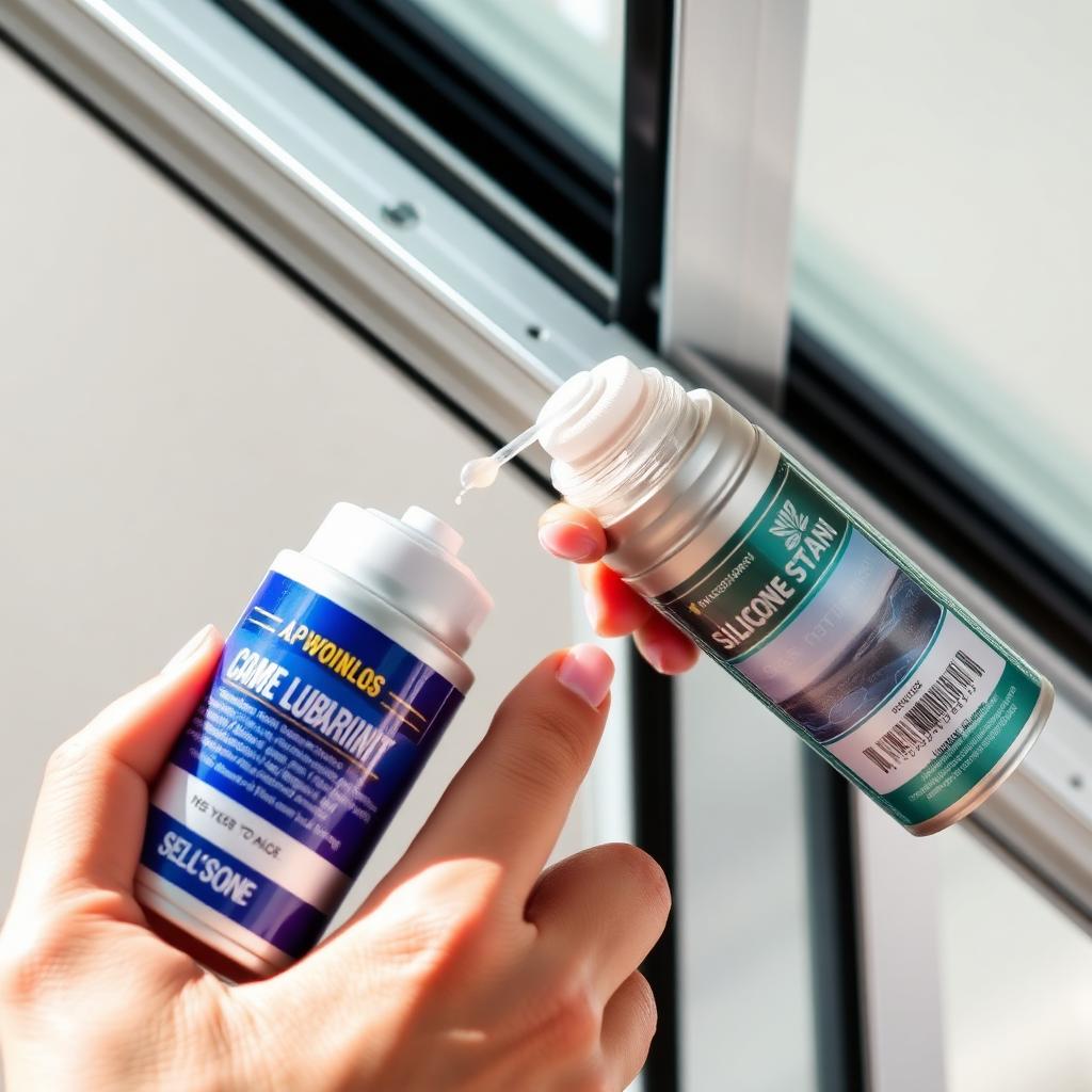Applying silicone lubricant to a sliding door track