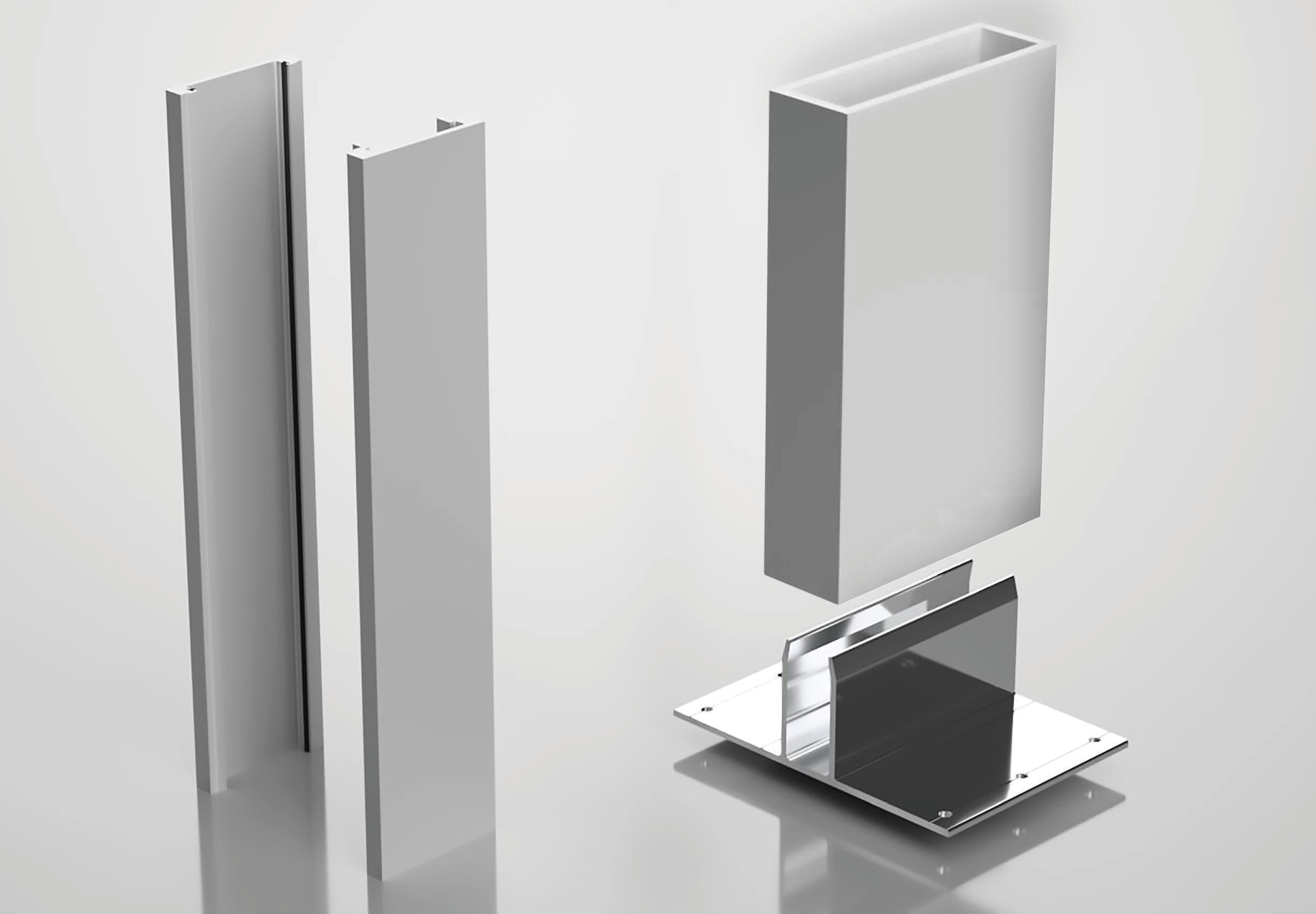 MG-150 Extruded Aluminum Mullions — Unclipped / Clipped
